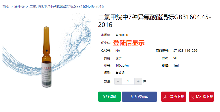 二氯甲烷中7種異氰酸酯混標(biāo)