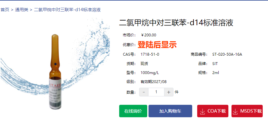二氯甲烷中對三聯苯-d14標準溶液